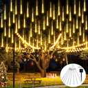 JMEXSUSS Solar Meteor Shower Lights Outdoor, 8 Tube 144 LEDs Warm White Solar Christmas Lights for Tree Eave Xmas Holiday Party Patio House Wedding Decor