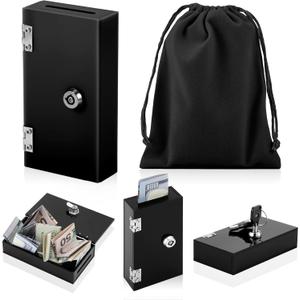 Acrylic Box for Gambler, Winners Bank Portable Safe Casino Money Pocket Sized Cash Box with 2 Keys and Storage Bag(Black,1 Pack)