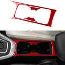Real Carbon Fiber Gear Shift Cup Holder Frame Covers - for Ford Focus SE 2015 2016 2017 2018 Carbon Fiber Accessories, Durable Anti-Scratch Protective Accessories (Red)