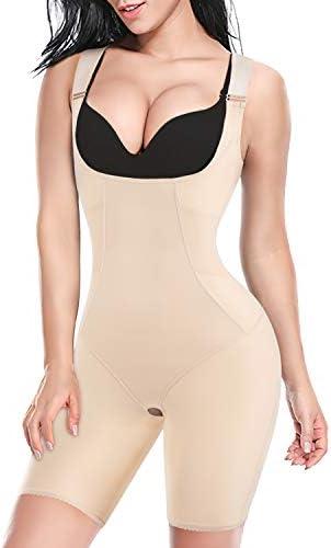 Wonderience Full Body Shaper for Woman Bodysuit Waist Trainer Cincher Corset Tummy Control Thigh Slimmer Shapewear, L