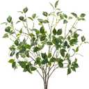 Artificial Plants Greenery Eucalyptus Stems Branches Plant for Home DecorFaux Rustic Ficus Leaf Floral for Indoor Table Bathroom Bedroom Kitchen Decoration,Real Plastic Eucalytus Wedding Dcor4PCS)