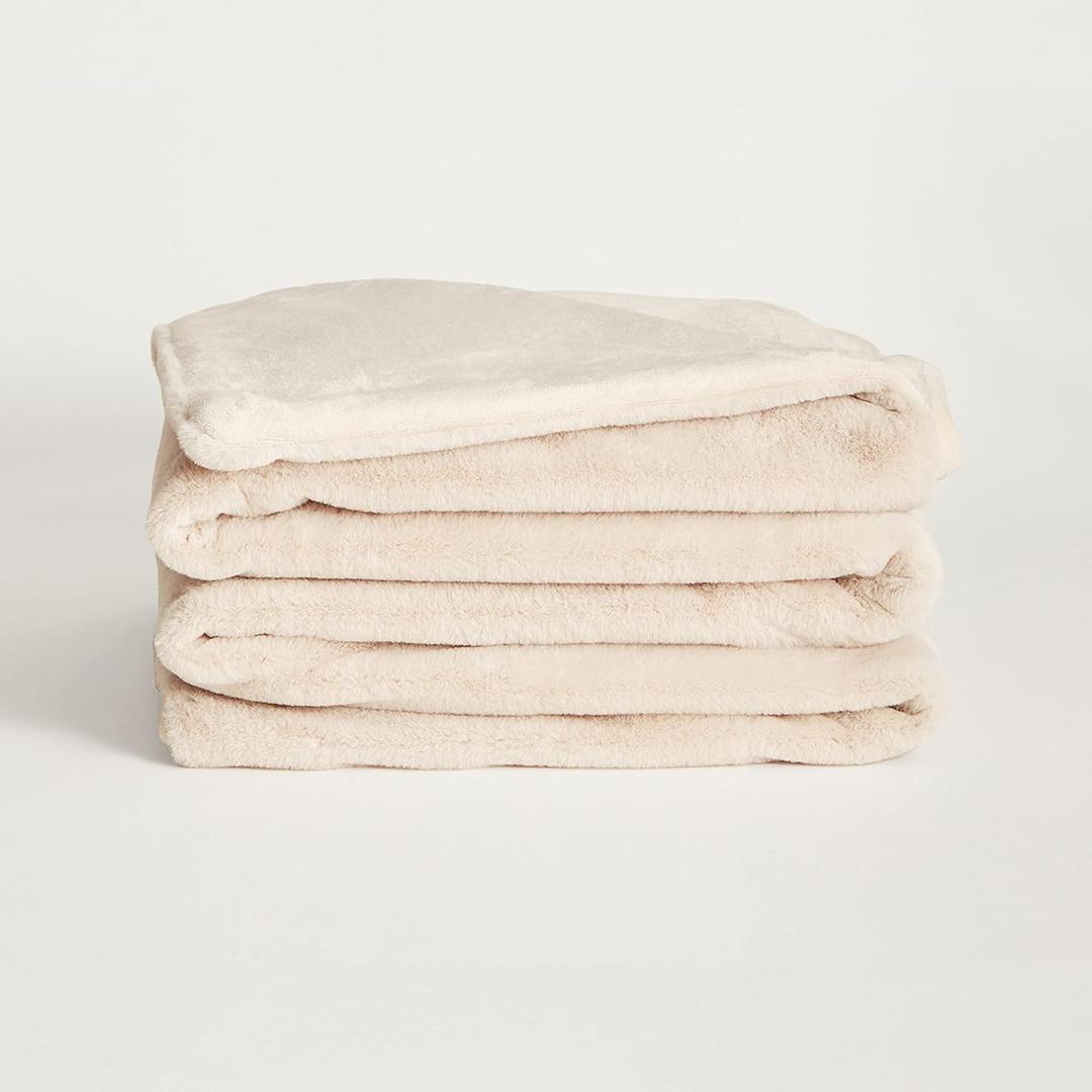 UnHide Lil Marsh - Faux Fur Blanket - Durable, Lightweight, Extra Soft Blanket - Machine Washable - Add a Layer of Softness to Any Bed, Couch, or Reading Chair - Beige Bear, Medium (60 x 80)