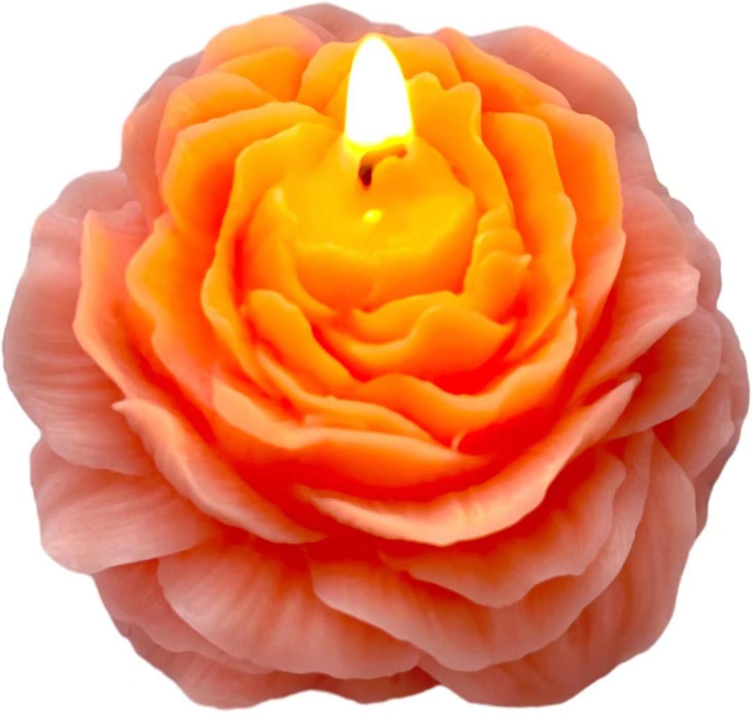 MTLEE Peony Flower Shape Candles for Women 4 Wick Soy Wax Decorative for Mom Gift Handmade Aesthetic Scented Floral Candle for Bedroom Home Wedding Mother's Day Friends Family