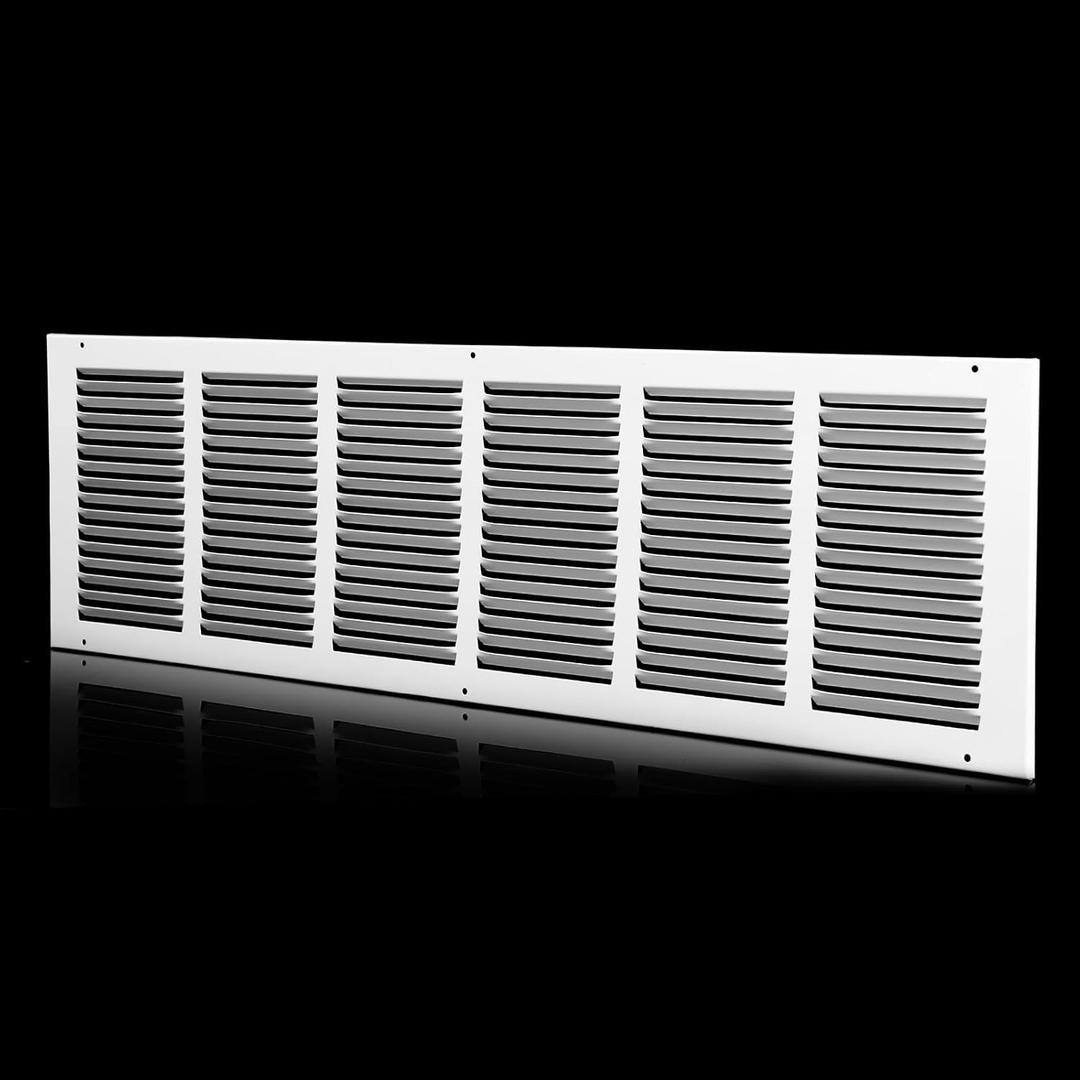 30 x 8 Return Air Grille (Duct Opening Size), Air Return Vent Cover, AC Vent Cover, Cold Air Return Vent Cover, Flat Return Air Grilles, Outer Dimensions:31.75"W x 9.75"H (30"W x 8"H, Duct Opening)