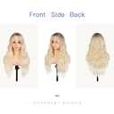 BrittyHair Ombre Blonde Wig for Women 26 Inch Long Ombre Blonde Wig with Curtain Bangs Long Curly Synthetic Wigs Natural Looking Heat Resistant Wavy Wig for Daily Party Halloween Cosplay Use