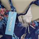 Yonique 3 Piece Athletic Tankini Swimsuits for Women with Shorts Swim Tank Tops with Sports Bra and Boyshorts Bathing Suits (Large, Blue Floral)
