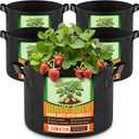 Jorvila 5 Pack 5 Gallon Grow Bags, Thickened Nonwoven Fabric Planter Pots with Handles, Heavy Duty 300G Garden Pots for Tomato, Potato and Vegetable
