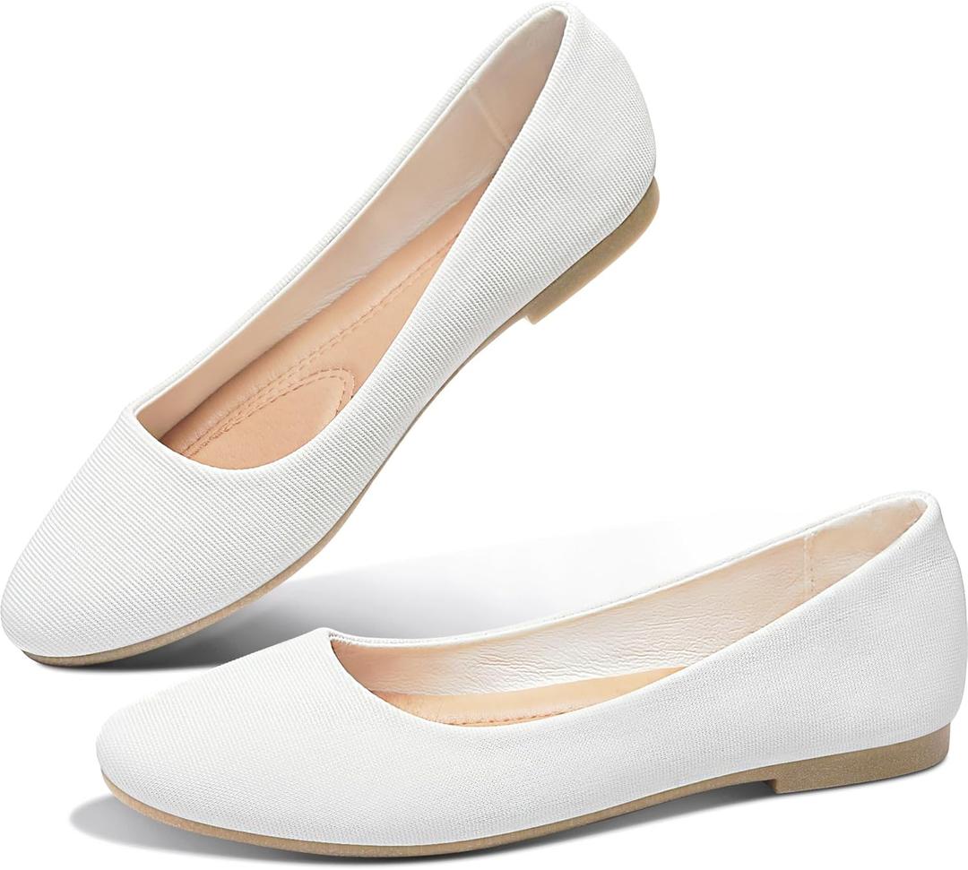 Obtaom Round Toe Women Flat Shoes Slip on Girls Dress Black Ballet Flats, 9/40