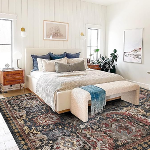 RUGSURE Washable Area Rugs  Perfect for Living Room, Bedroom, Kids Room, Nursery  Stain & Water Resistant NonSlip, Pet & Child Friendly, Vintage Tribal Area Rugs (Rust, 6' x 9')