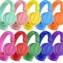 Classroom Headphones Bulk 10 Pack - Kids Headphones for School K-12 Student, 93dB Volume Limited On-Ear Wired Headset with Microphone, Durable 3.5mm Jack for Class Set Library Computer (Mixed Color)