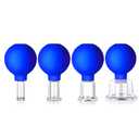 4 Size Facial Cupping Therapy Set Glass, Eye Face Vacuum Massage Anti Cellulite Cup - Silicone Cupping Massage Therapy, for Beauty Body Cup Fascia Massager(Softcover-Blue)