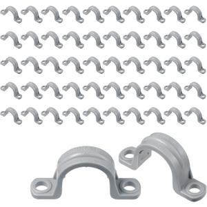 Demissle PVC Conduit Clamp 2 Hole Straps Heavy Duty Grey Plastic Conduit Strap U Clip Mounting Bracket for Cables(100 Pcs,1/2 Inch)