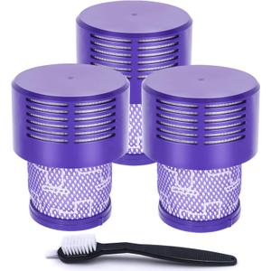 UPGRADED VERSION 3 PACK HEPA Replacement V10 Filters Compatible with V10 Cyclone series, V10 Absolute, V10 Animal, V10 Total Clean, V10 Motorhead, SV12, Part No. 969082-01, Washable and Reusable