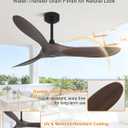 52" Ceiling Fan without Lights – Walnut Finish Outdoor Ceiling Fan with ABS Blades, 3-Blade, Remote & App Control, 6-Speed Adjustable Reversible DC Motor for Patio & Porch