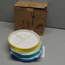 Elk and Friends Kids 7.8” Porcelain White Plates with Silicone Sleeves | Divided Plates | Suitable for Kids/Toddlers | Microwave & Dishwasher Safe | Non Slip | Snack Dishes…3 Pcs