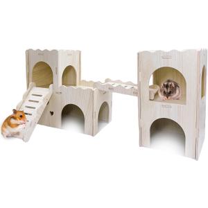 Hamster Hideout House Multi Chamber Rat Hide Hut Castle Large Climbing Playground Exploring Labyrinth Tunnel Toy for Syrian Dwarf Gerbils Hamsters Mice (Pattern A)