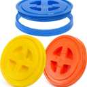 Hacaroa 3 Pieces 5 Gallon Bucket Lids, 12 Inch Plastic Screw Top Seal Lids, Leak-proof Reusable Bucket Twist Lid Caps for Pet Food, Grain, Paint Storage Buckets, 3 Colors