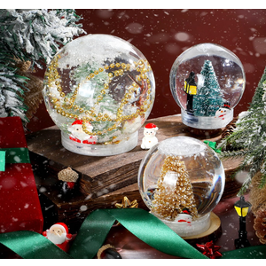 Sliner 22 Pcs Christmas Snow Globe Craft DIY Plastic Snow Globe 20 Pcs 4" 3" Clear Empty Water Globes with Screw Off Cap 2 Bags White Glitter Fillable Snows for DIY Crafts Xmas Home Decorations