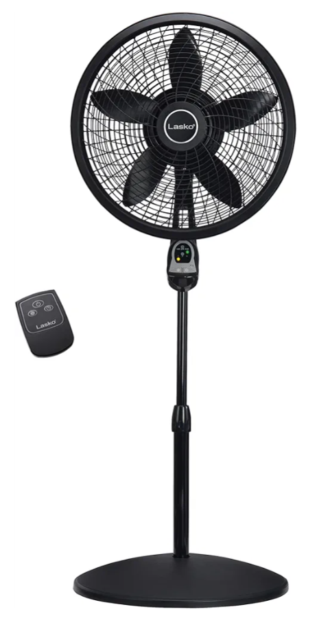 Lasko Oscillating Cyclone Pedestal Fan, Adjustable Height, Timer, Remote Control, 3 Speeds, for Bedroom, Living Room, Home Office, 18"