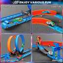 Slot Car Race Track Sets with 360 Thrill Loops & 4 High-Speed Cars, 64 Pcs Large Flexible Racing Track for Kids Ages 3-5 4-8 8-12, Race Car Toys Gift for Boys Girls Birthday Christmas