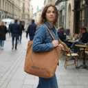 2 x Canvas Tote Bag for Women: Large Capacity Shoulder Bags for Work, Travel, Casual, Message Bag, Tote, Purse, Handbags (Brown)