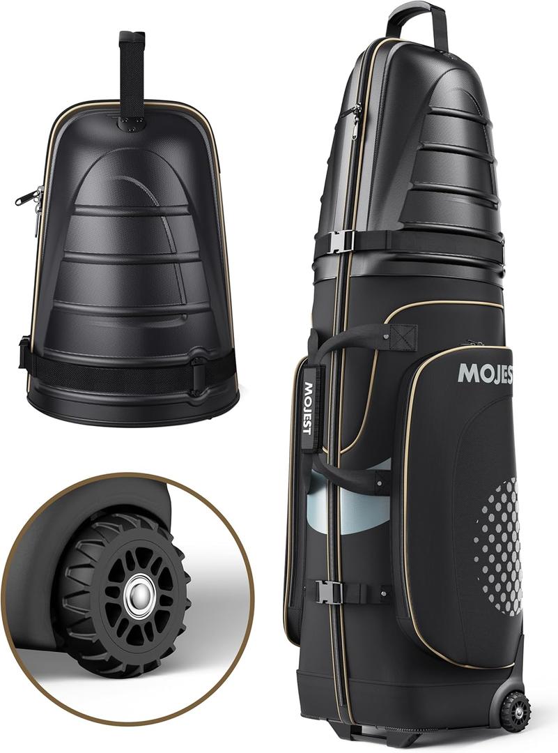 Golf Travel Bags for Airlines with Wheels, Hard Case Top and 1680D Heavy Duty Oxford Protect Golf Clubs, Lightweight and Easy to Maneuver