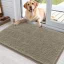 OLANLY Dog Door Mat for Muddy Paws 36x24, Absorbs Moisture and Dirt, Absorbent Non-Slip Washable Doormat, Quick Dry Chenille Mud Mat, Entry Indoor Entryway Carpet for Inside Floor, Warm Taupe