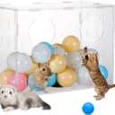 BALAPET Transparent Ferret Ball Pit Detachable Breathable Cat Ball Pit Outdoor Indoor Fun to Play Small Animal Playpens with Top Cover for Ferret Guinea Pig Hedgehog Hamster Cat(Balls are not includ)