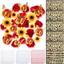 Hoteam DIY Graduation Cap Decorations Kit Included Faux Flowers 3D Butterfly Self Adhesive Rhinestones Glitter Alphabet Letter Stickers for 2026 Grad Cap Topper Party Gifts Decor(Red Yellow)