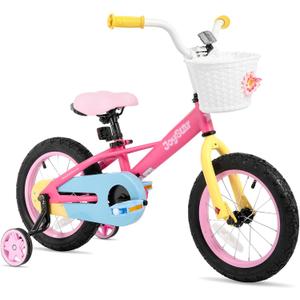 JOYSTAR 12 14 16 Inch Kids Bike for 2-7 Years Girls 33-53 Inch Tall, Toddler Girls Bike with Training Wheels, Rainbow Bikes, Children Bicycle, Macaroon