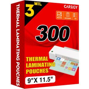 CAREGY Thermal Laminating Pouches, 300 Pack Laminating Sheets, 3 Mil, 9 x 11.5 Inches Lamination Sheet Paper for Laminator, Clear, Letter Size, Office and School Supplies