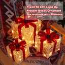 Vanleonet Set of 3 Christmas Lighted Gift Boxes, Christmas Decorations Indoor Outdoor 50 LED Transparent Lighted Boxes for Christmas Tree Decorations