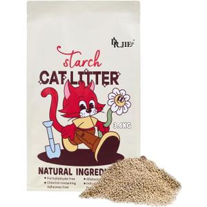 Premium Biodegradable Cat Litter by DR.JIE | Flushable, Ultra Low Dust | Fast Clumping, 7.9 lbs | Sustainable Starch Formula