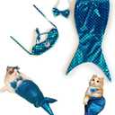 Cat Funny Costumes, Mermaid Costume, Mermaid Tail for Cats Creative Decorative Clothing for Small Dogs, Tails Funny Photo Props and Party Supplies (Blue)