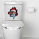 2 x 3D Large Santa Claus Sticker, Creative Peel-and-Stick Santa Claus Breaking Through The Wall Design, Christmas Holiday Cartoon Sticker (5 PCS)