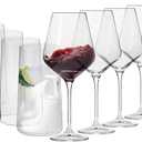 Krosno Glasses Set | 6x Red Wine Glasses 16.6 oz + 6x Tall Water Juice Drinking Glasses 18.3 oz | Crystal Glass | Perfect for Home, Restaurants and Parties | Dishwasher Safe