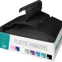 NEATERIZE Clothes Hangers Plastic 100 Pack For Adults - Plastic Hangers, The Perfect Coat Hanger and Space Saving Clothes Hangers for Closet, Percheros Ganchos para Colgar Ropa Hangars - Black Hangers