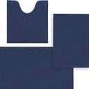 Bathroom Rugs, Bath Mat Sets 3 Piece, Extra Thick Soft Absorbent Chenille Bath Rugs, Rubber Non-Slip Backing Machine Washable Quick Dry Bath Mats for Tub and Shower, Home Decor Accessories（Deep Blue)