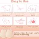 Nipple Covers for Women with lift 2 Pairs, Seamless Silicone Lifting Nipple Cover Reusable with Storage Board (Creme)