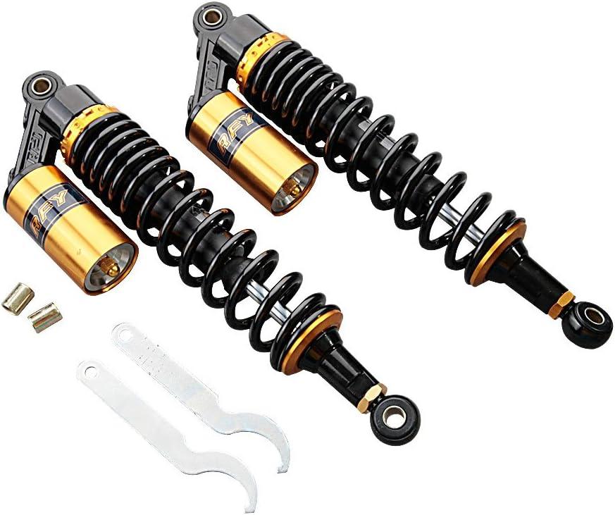 14.8 inch 375mm Motorcycle ATV Shock Absorbers Universal for HONDA for Suzuki for Yamaha for Kawasaki ATV Go Kart Quad Dirt Sport Bikes Black & Gold