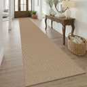 KOZYFLY Boho 3x20 Runners Rugs for Hallway, Extra Long Washable Runner Rug, Woven Non Slip Kitchen Runner, Cotton Entryway Rug, Floor Carpet for Entry, Aisle, Hall, Orange Beige/Tan/Brown
