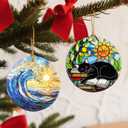 Christmas Ornaments, Black Cat Christmas Tree Ornaments, Xmas Decorations, Holiday Decorations, Gifts for Cat Lover, Bookworm Gifts, Xmas Gift Ideas & Holiday Party Gift