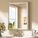 Keonjinn 24" x 30" Brushed Nickel Mirrors for Bathroom Sink, Silver Bathroom Vanity Mirror with Wide Frame, Beveled HD Tempered Glass, Shatterproof, Aluminum Alloy Framed Rectangular Wall Mount Mirror