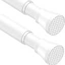 2Pcs Tension Curtain Rods for Windows 28 to 48 Inch, 7/8 Diameter Spring Loaded Curtain Rod Adjustable Small Curtain Rods No Drilling Tension Rod for Door, Bathroom, Kitchen, White