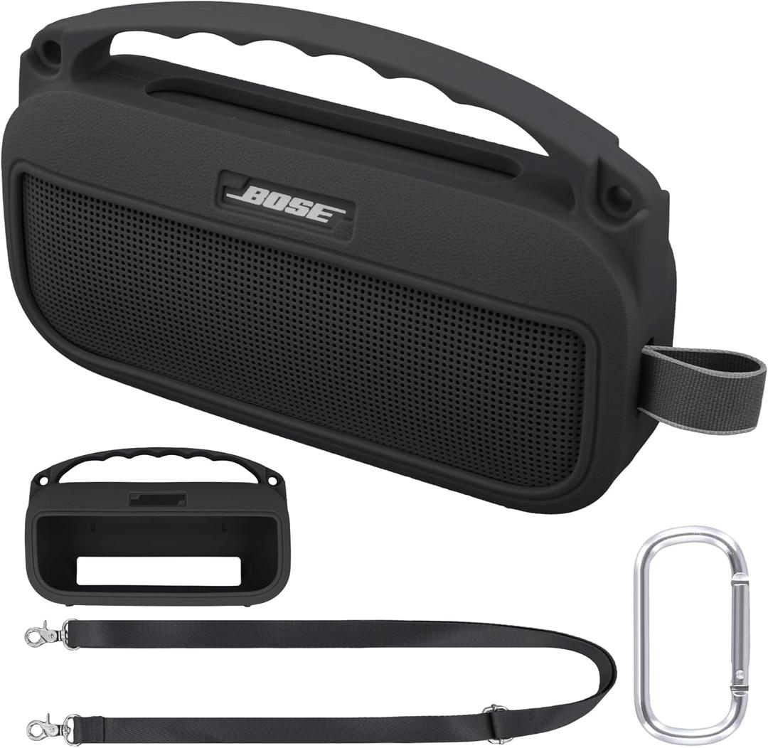 co2CREA Soft Silicone Case Replacement for Bose New SoundLink Flex 2nd Gen Bluetooth Portable Speaker (Silicone Case, Black Case)
