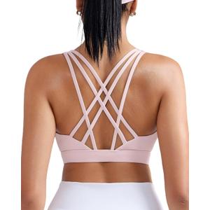 RUNNING GIRL Sports Bras for Women, Medium-High Impact Running Strappy Sports Bra with Removable Pads (M)