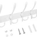 TICONN Wall Mounted Coat Rack, Five Heavy Duty Tri Hooks All Metal Construction for Jacket Coat Hat in Mudroom Entryway (White, 1-Pack)