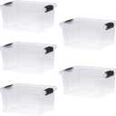Superio Clear Storage Boxes with Lids, 6.75 Quart Plastic Container Bins for Organizing, Stackable Crates, BPA Free, Non Toxic, Odor Free, Organizers for Home, Office and Dorm, 5 Pack