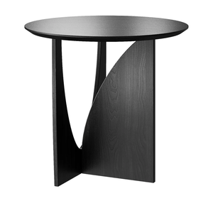 Round Side Table,Modern Aesthetic End Table with Oak Veneer,Wood Accent Table for Living Room, Bedroom (A, Black)
