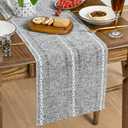 Artoid Mode Dark Grey Rustic Cotton Linen Table Runner, Seasonal Embroidered Hollow Kitchen Dining Table Decoration for Home Party Decor 13x72 Inch